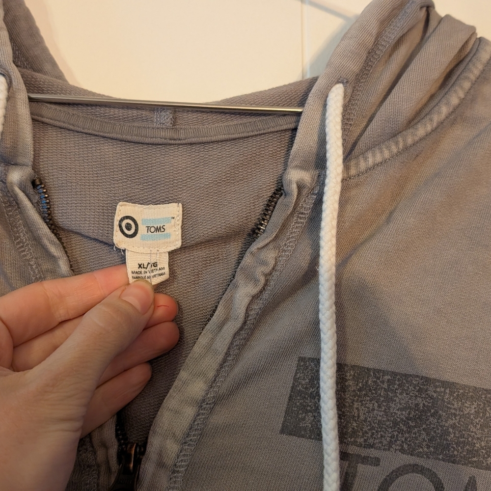 Toms Gray Zip-Up Hoodie Sweatshirt - Picture 2 of 4